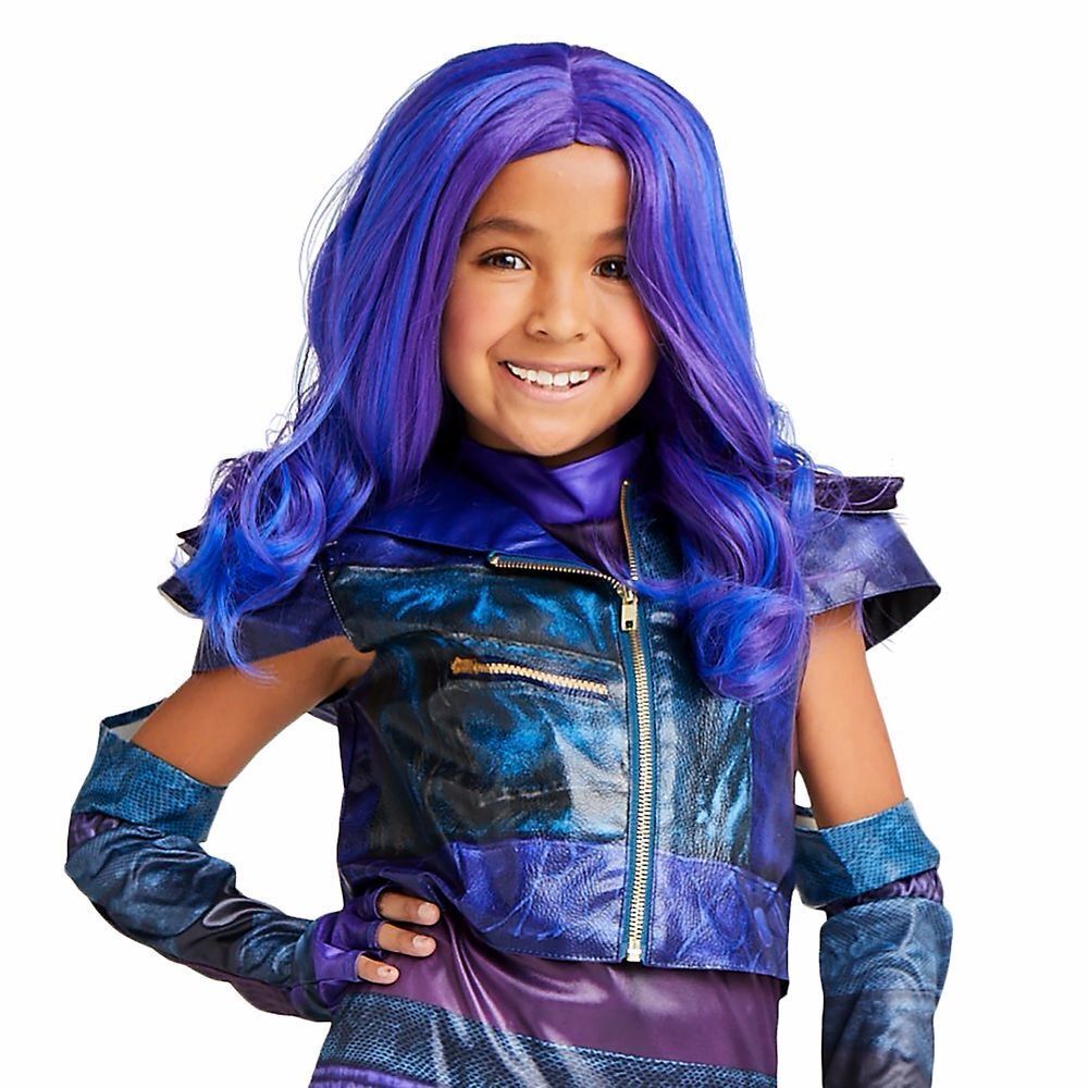 Descendants 3 Mal Wig Kids Purple Blue Disney Store New in Box Halloween NWT